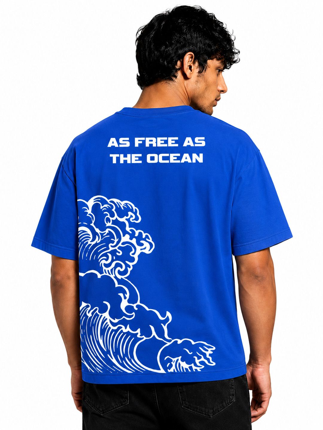 Ocean Freedom Printed Round Neck Oversize Pre-customized Tshirt for Men