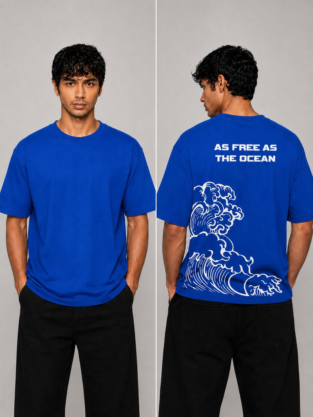 Ocean Freedom Printed Round Neck Oversize Pre-customized Tshirt for Men