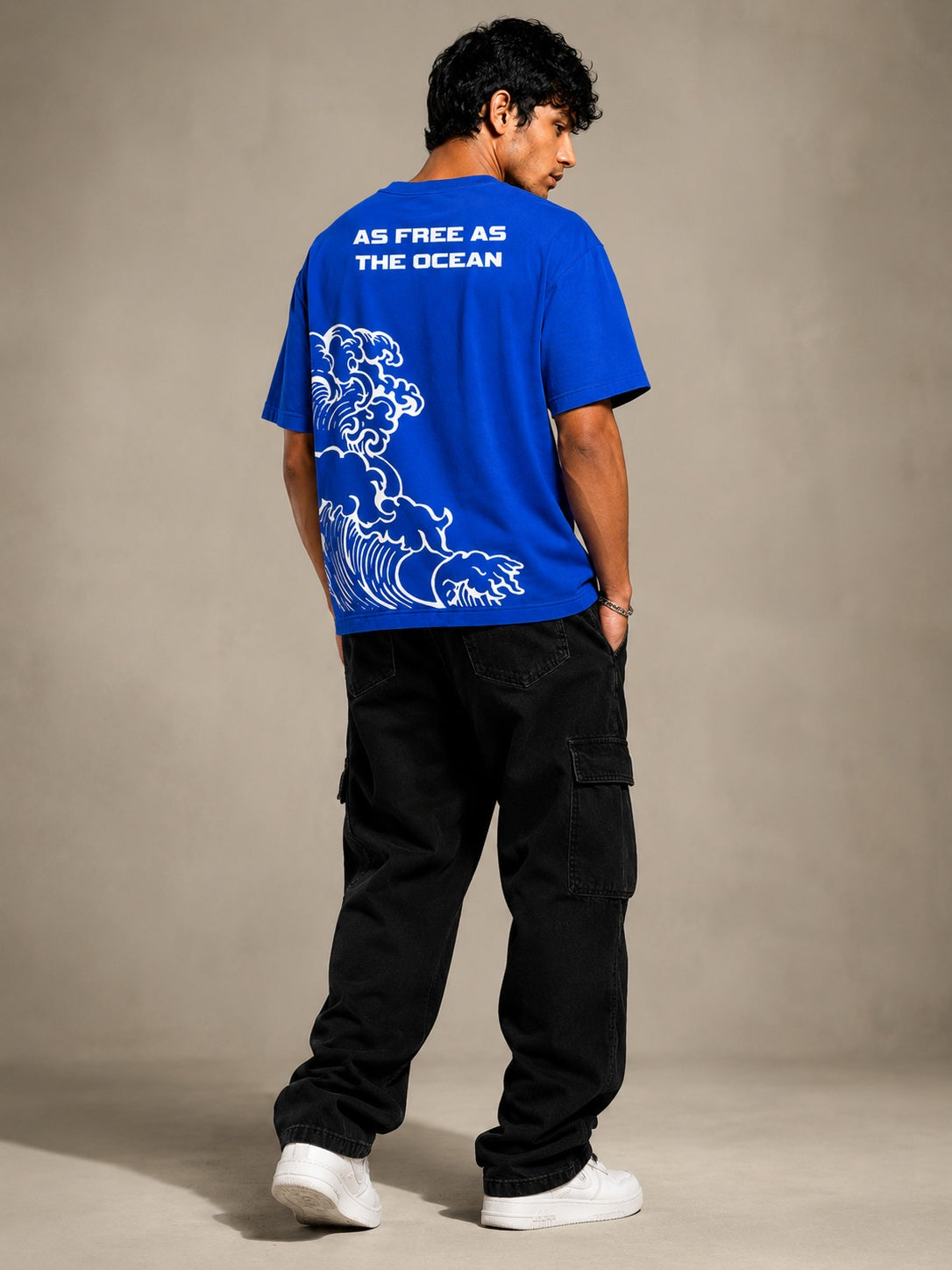Ocean Freedom Printed Round Neck Oversize Pre-customized Tshirt for Men