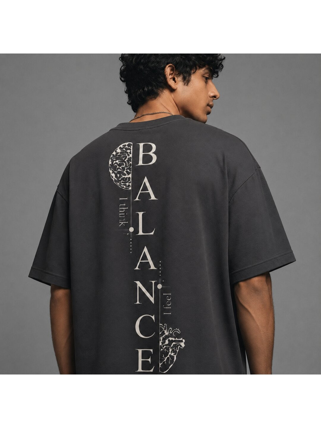 Balance Printed Round Neck Oversized Pre-customized Tshirt for Men