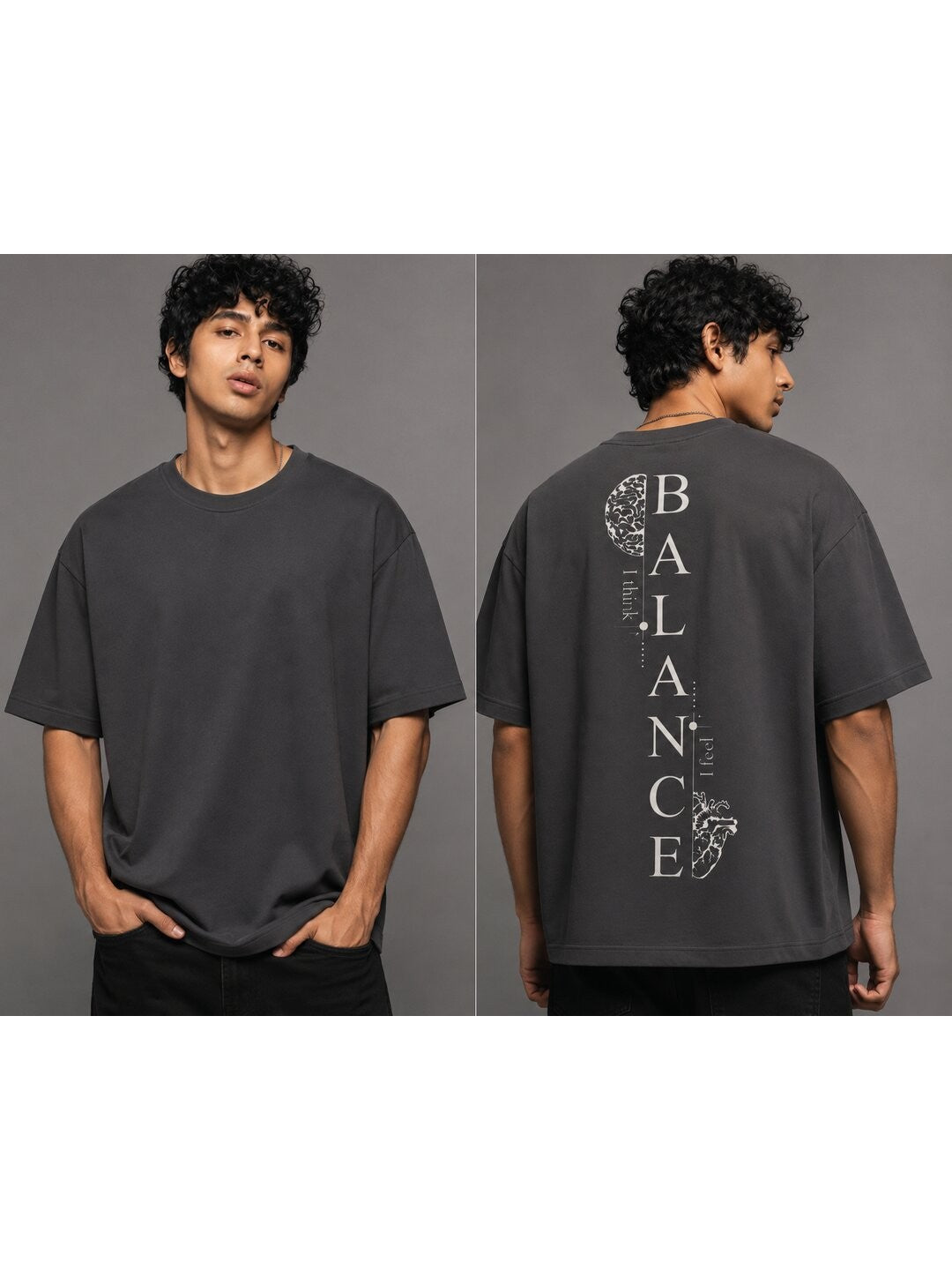 Balance Printed Round Neck Oversized Pre-customized Tshirt for Men