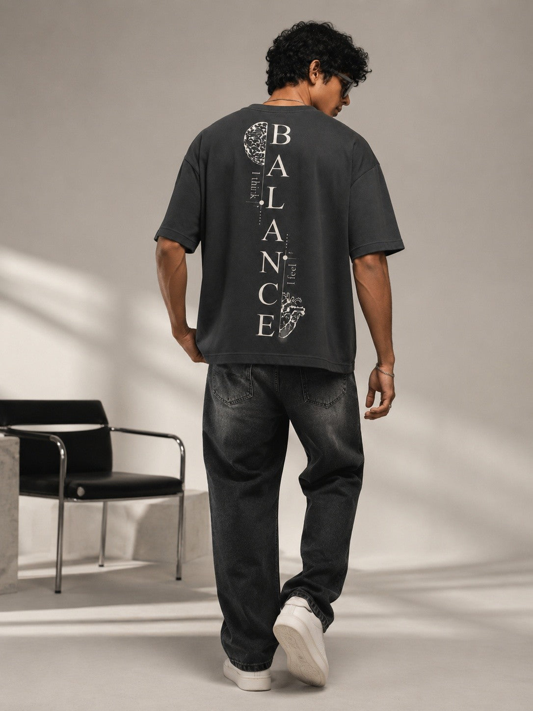 Balance Printed Round Neck Oversized Pre-customized Tshirt for Men