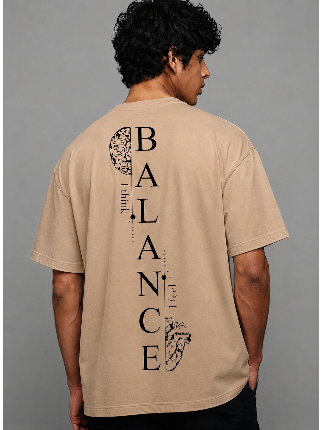 Balance Printed Round Neck Oversized Pre-customized Tshirt for Men