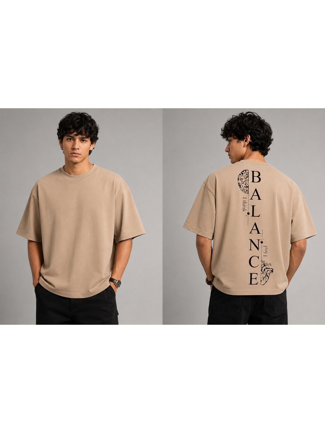 Balance Printed Round Neck Oversized Pre-customized Tshirt for Men