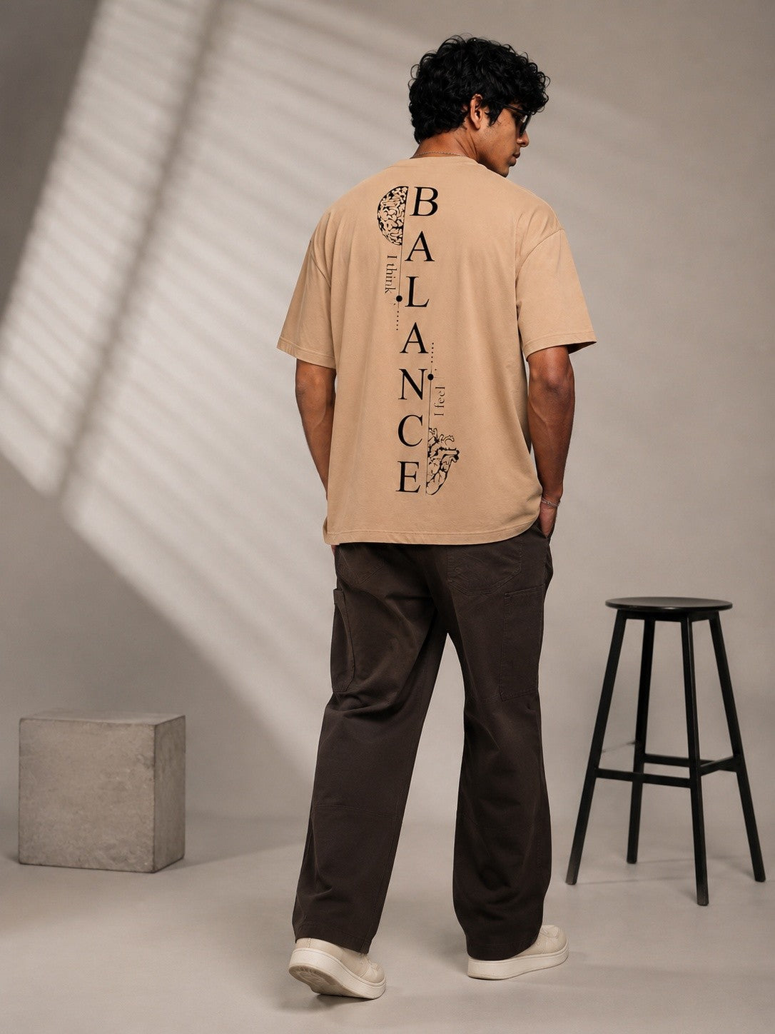 Balance Printed Round Neck Oversized Pre-customized Tshirt for Men