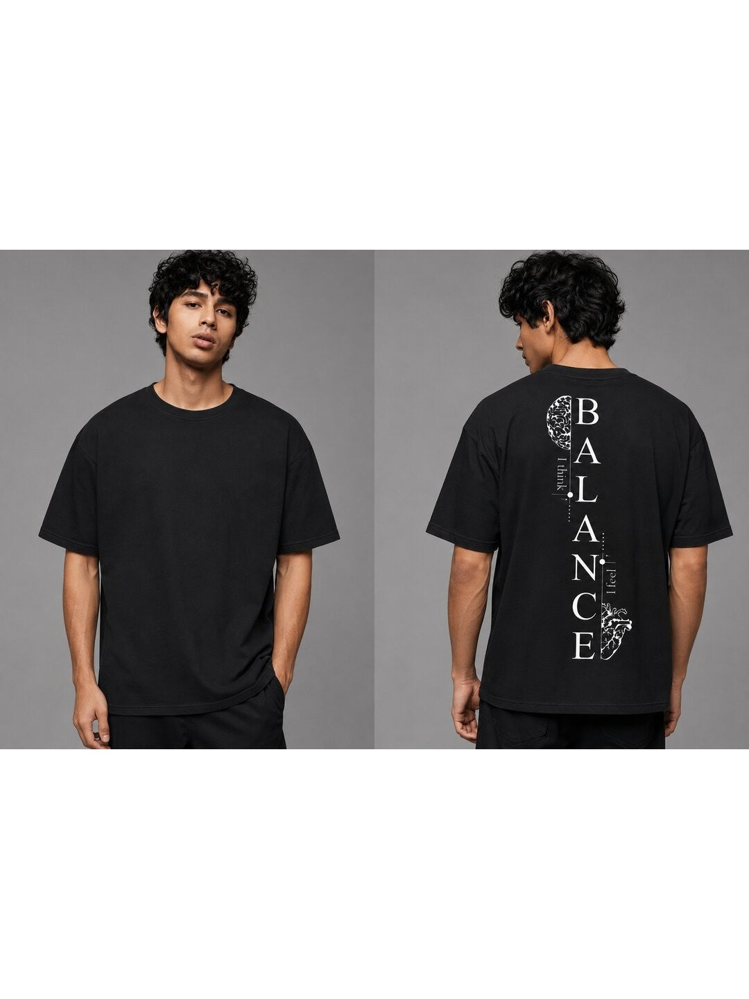Balance Printed Round Neck Oversized Pre-customized Tshirt for Men