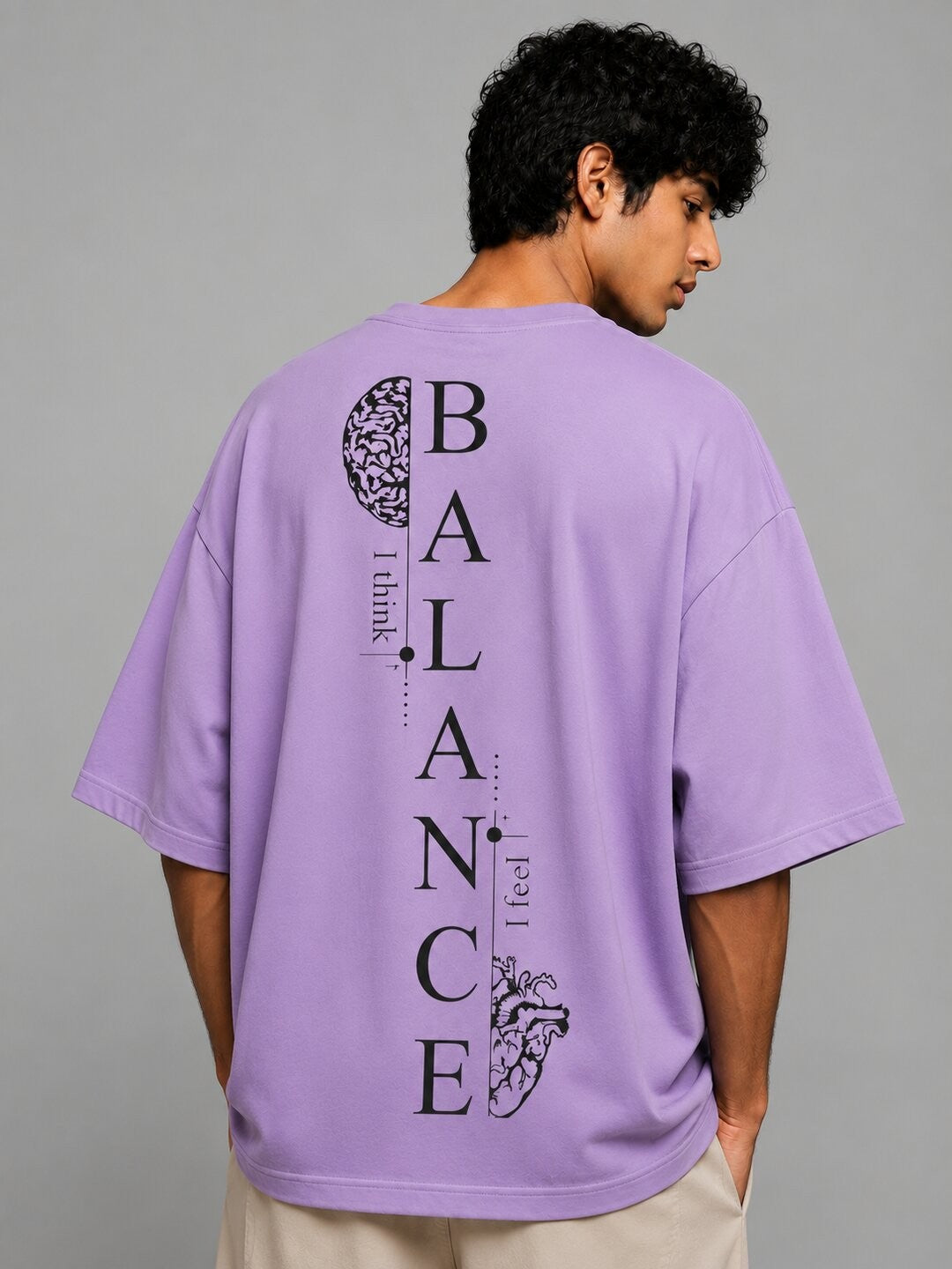 Balance Printed Round Neck Oversized Pre-customized Tshirt for Men