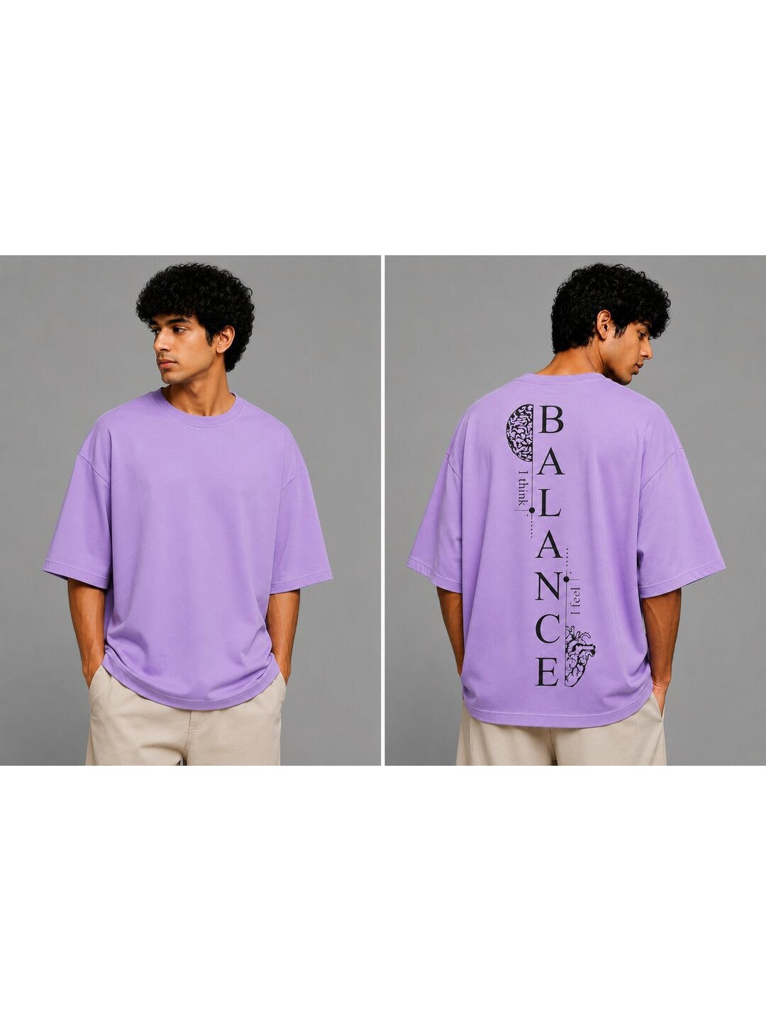 Balance Printed Round Neck Oversized Pre-customized Tshirt for Men