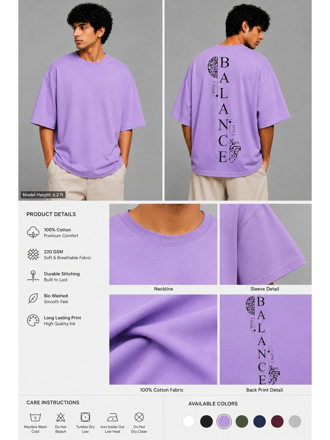 Balance Printed Round Neck Oversized Pre-customized Tshirt for Men
