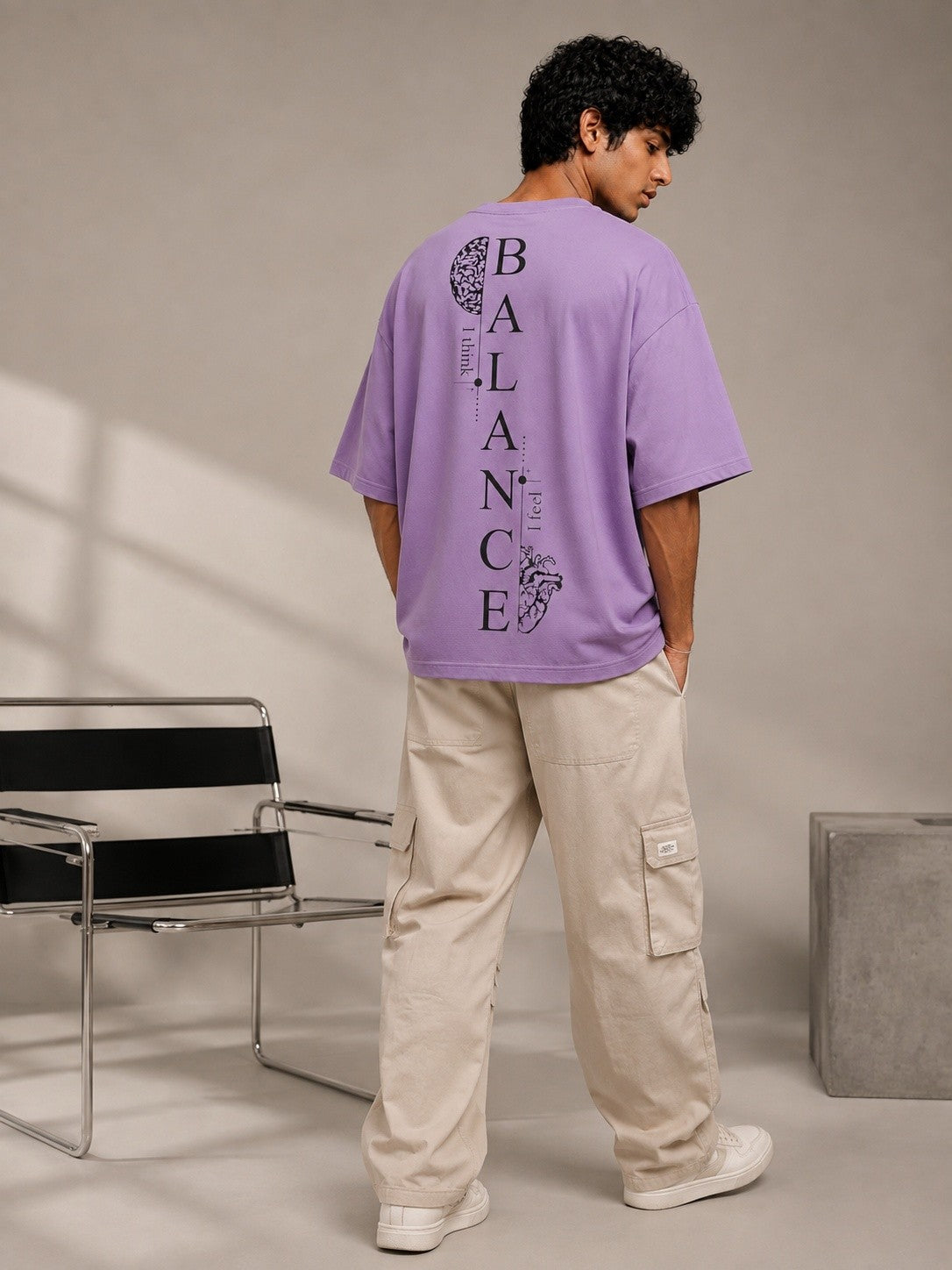 Balance Printed Round Neck Oversized Pre-customized Tshirt for Men