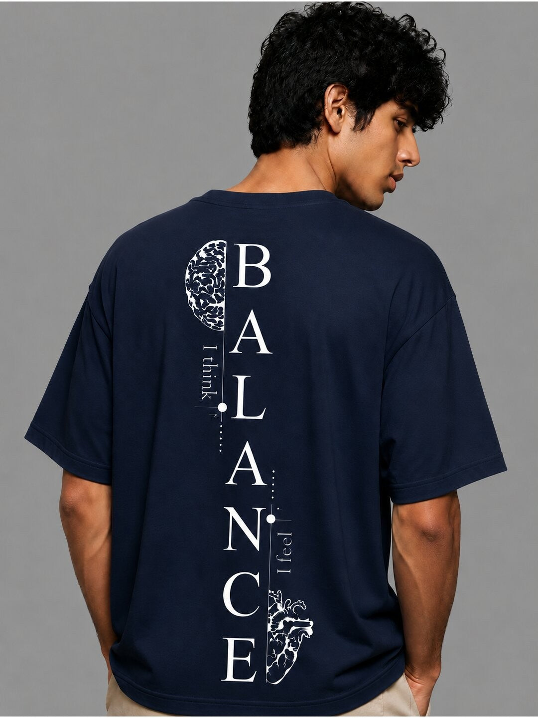 Balance Printed Round Neck Oversized Pre-customized Tshirt for Men