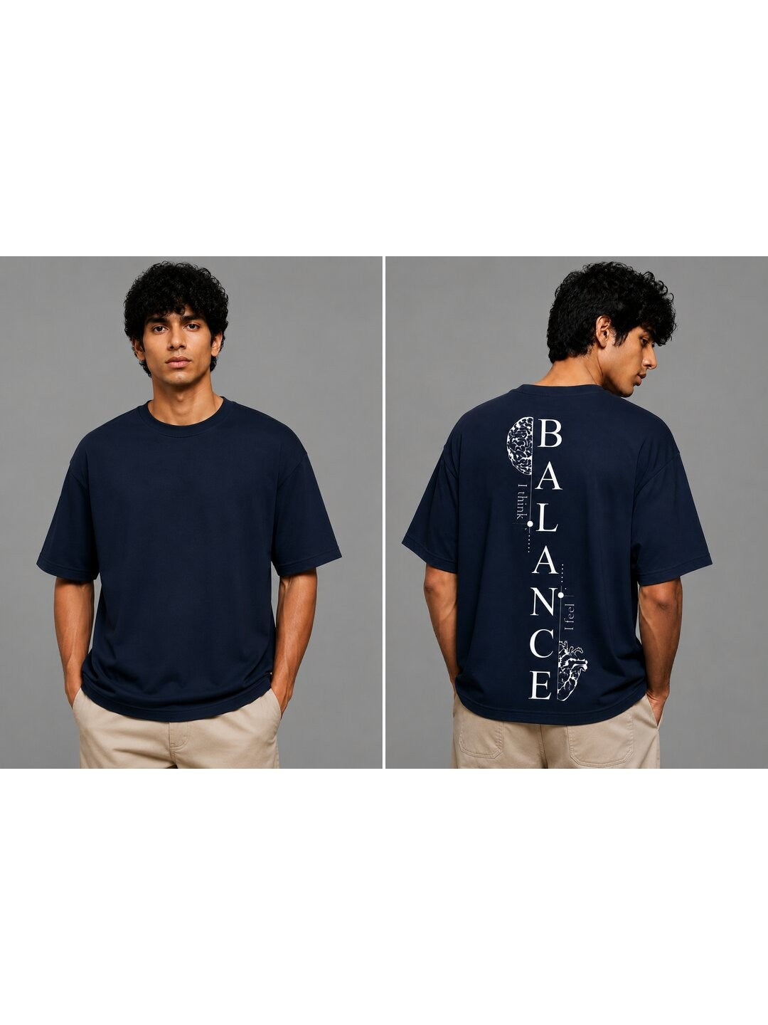 Balance Printed Round Neck Oversized Pre-customized Tshirt for Men