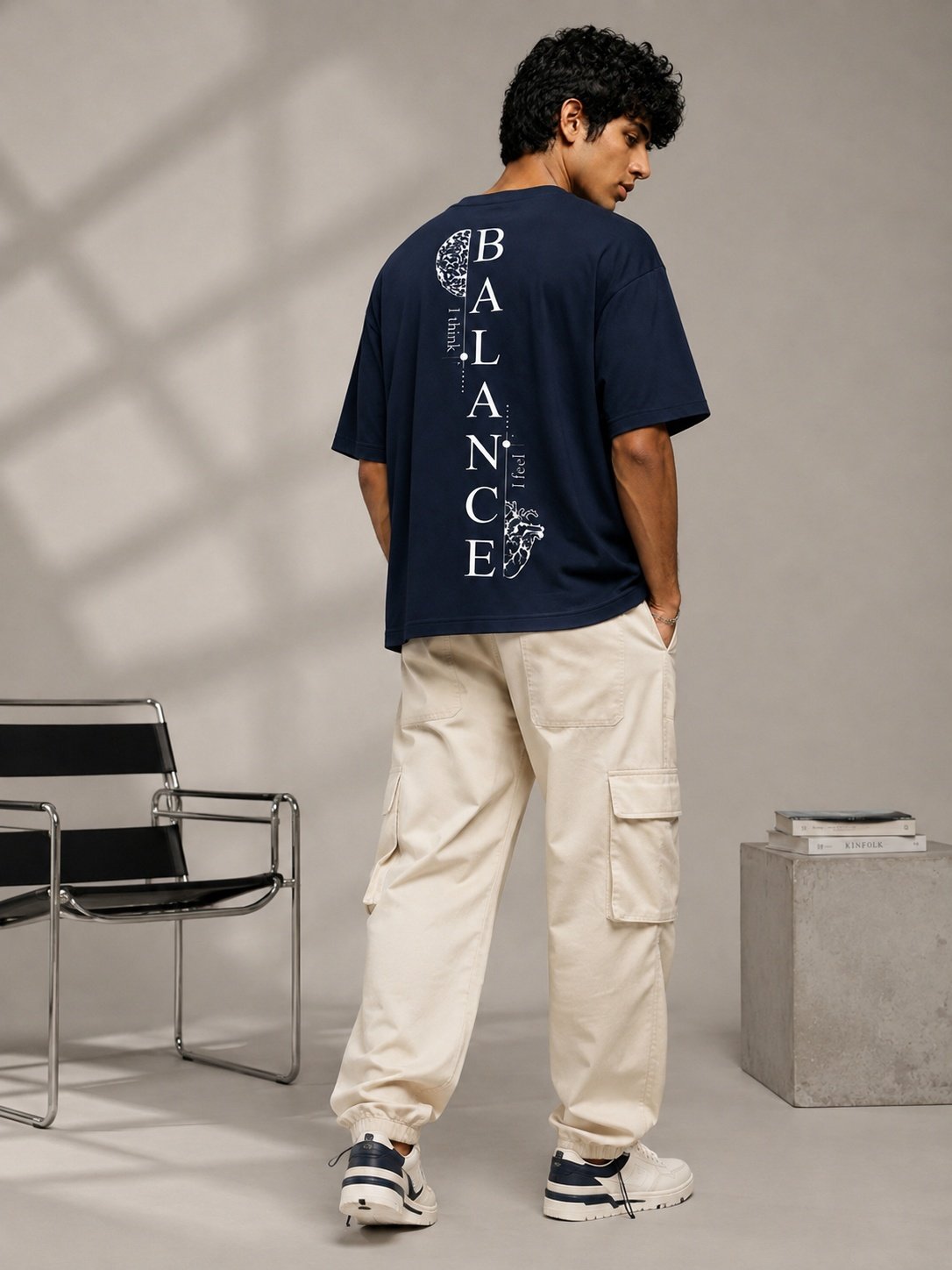 Balance Printed Round Neck Oversized Pre-customized Tshirt for Men