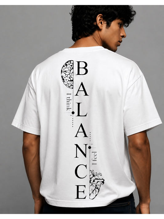 Balance Printed Round Neck Oversized Pre-customized Tshirt for Men