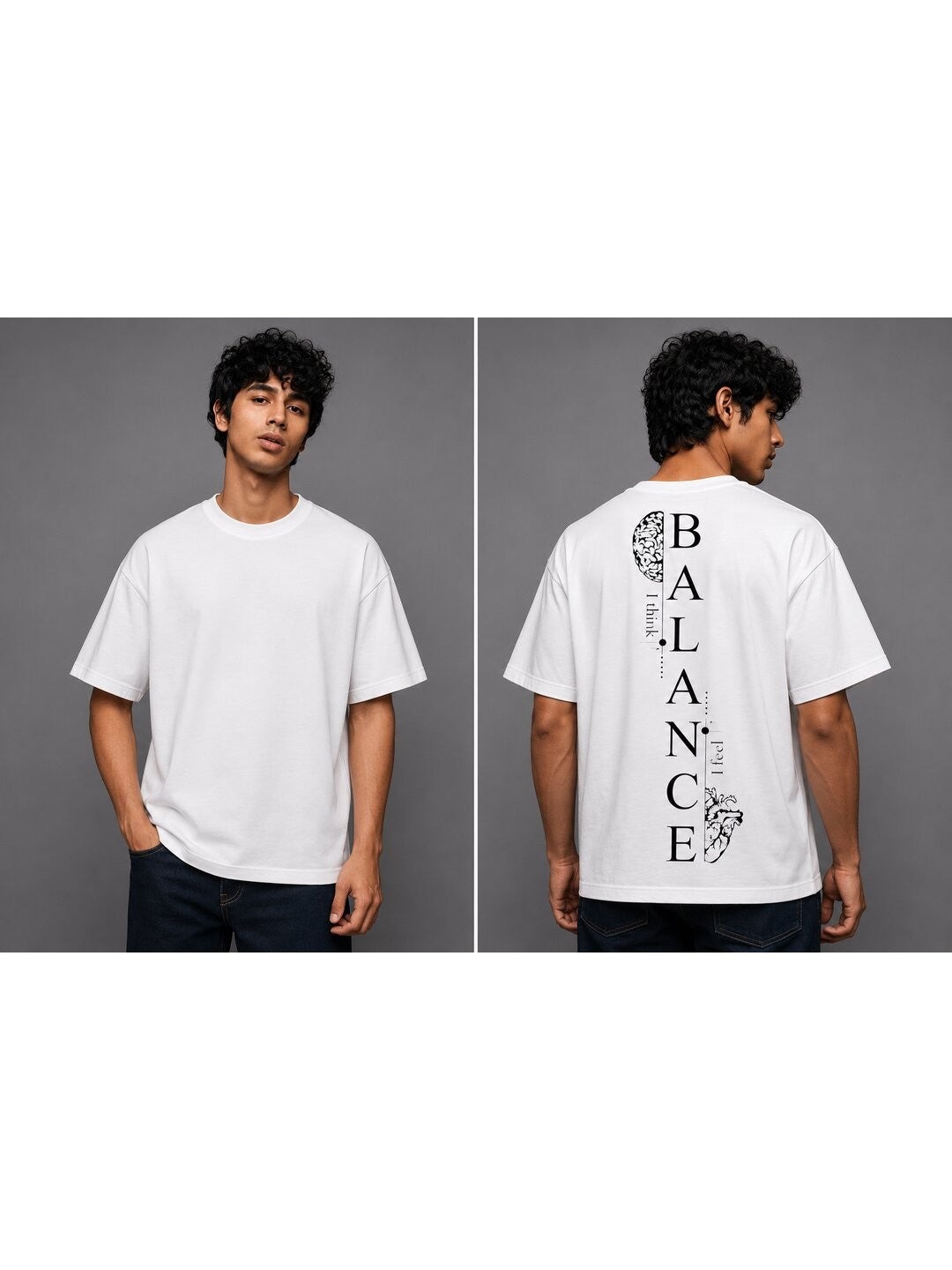 Balance Printed Round Neck Oversized Pre-customized Tshirt for Men