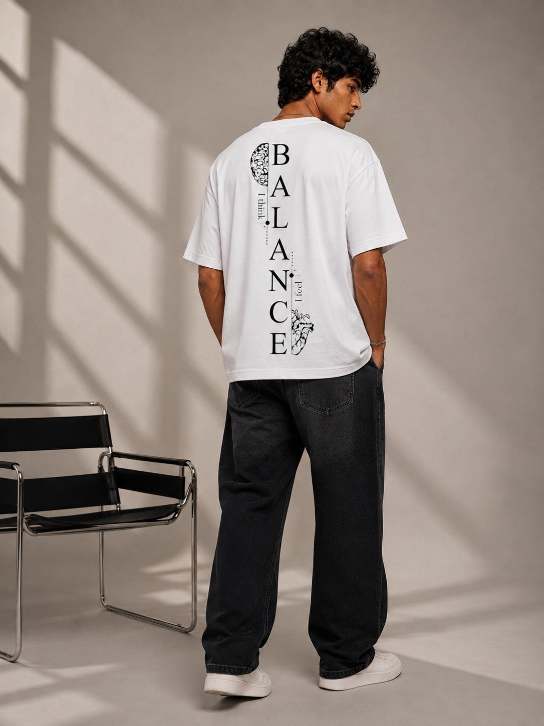 Balance Printed Round Neck Oversized Pre-customized Tshirt for Men