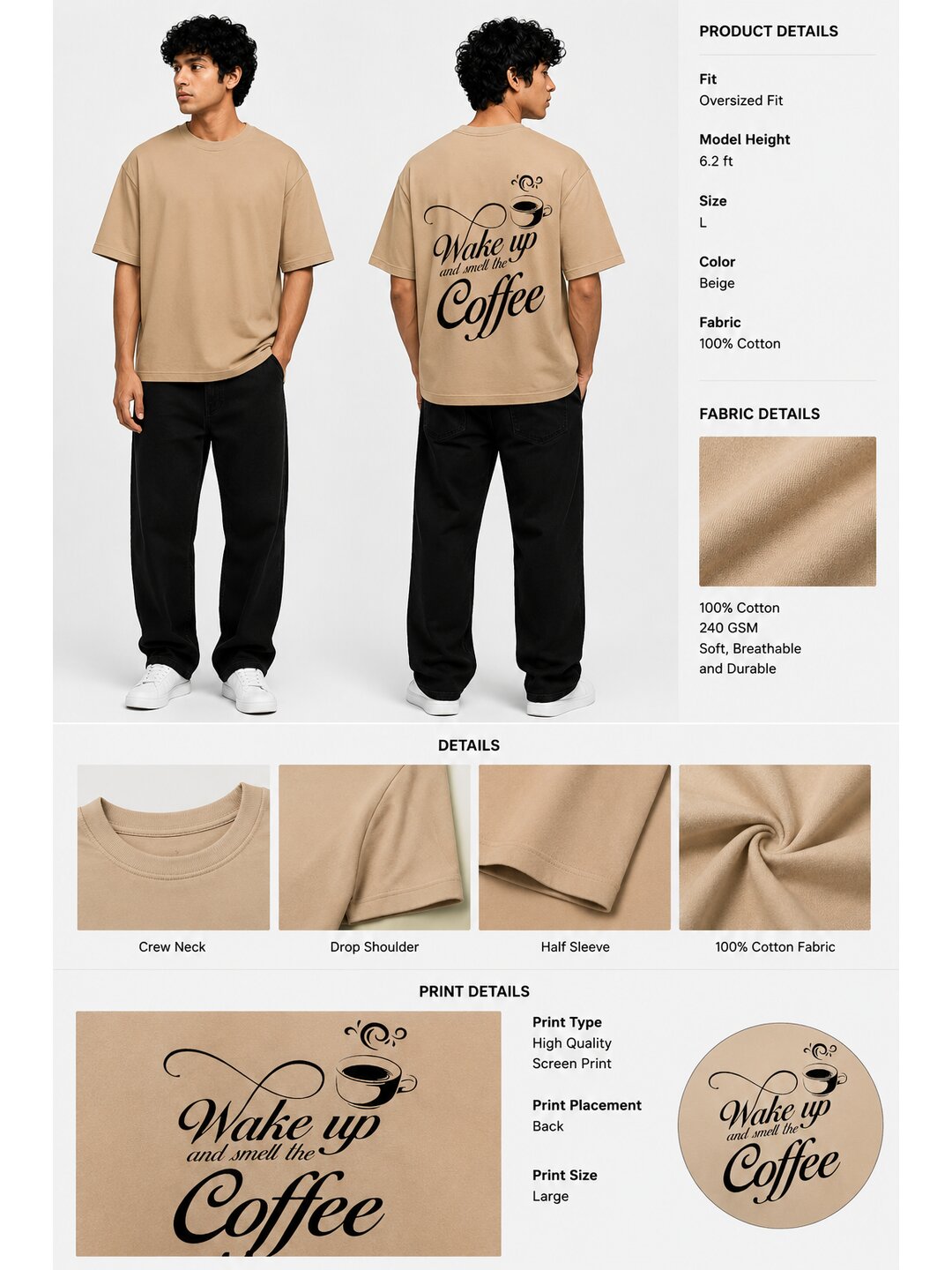 Word Idioms 02 Printed Round Neck Oversized Pre customized Tshirt for Men