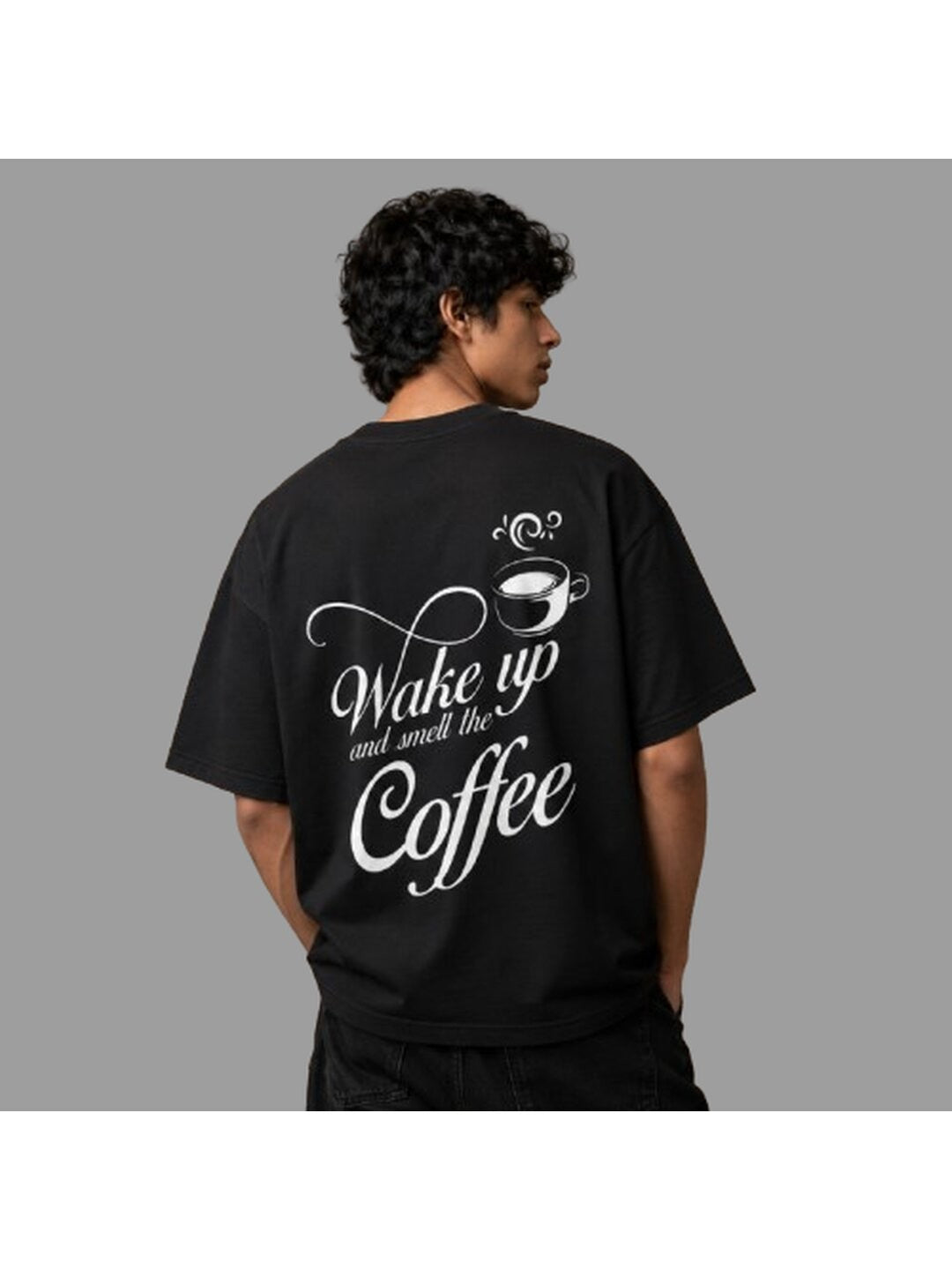 Wake Up Printed Round Neck Oversized Pre-customized Tshirt for Men