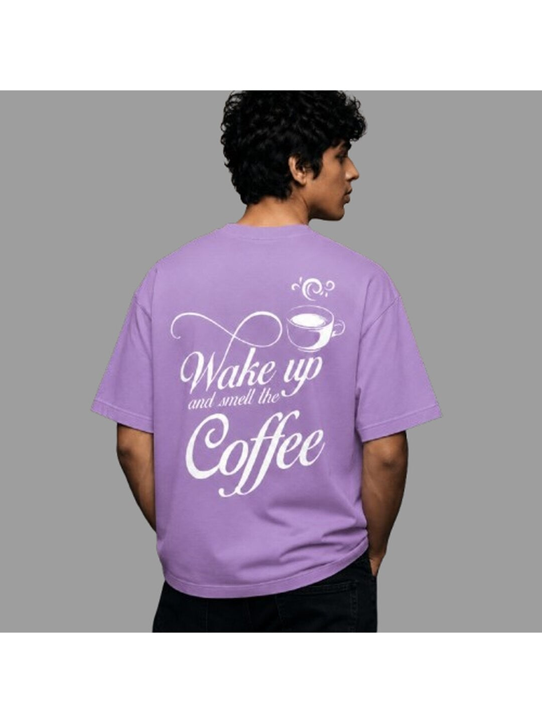Wake Up Printed Round Neck Oversized Pre-customized Tshirt for Men