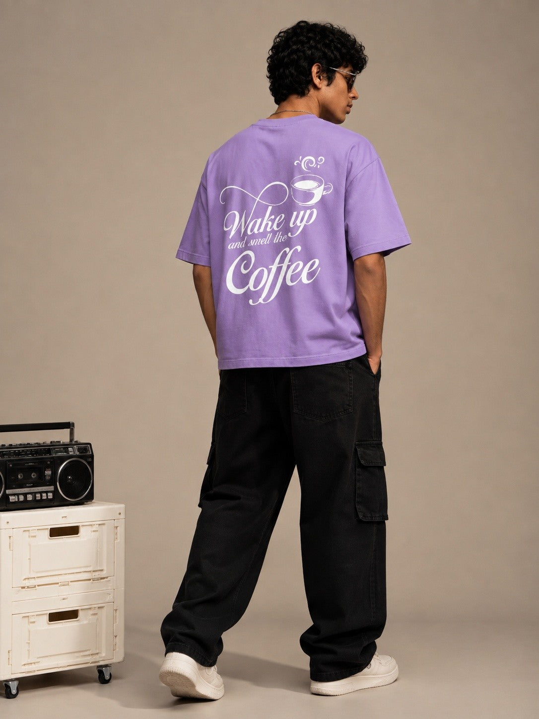 Wake Up Printed Round Neck Oversized Pre-customized Tshirt for Men