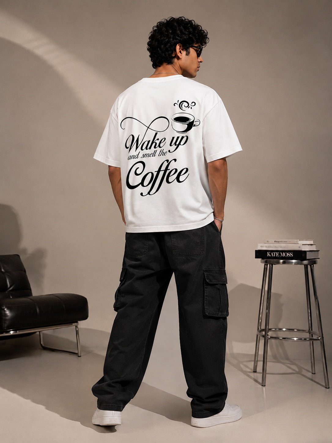Wake Up Printed Round Neck Oversized Pre-customized Tshirt for Men