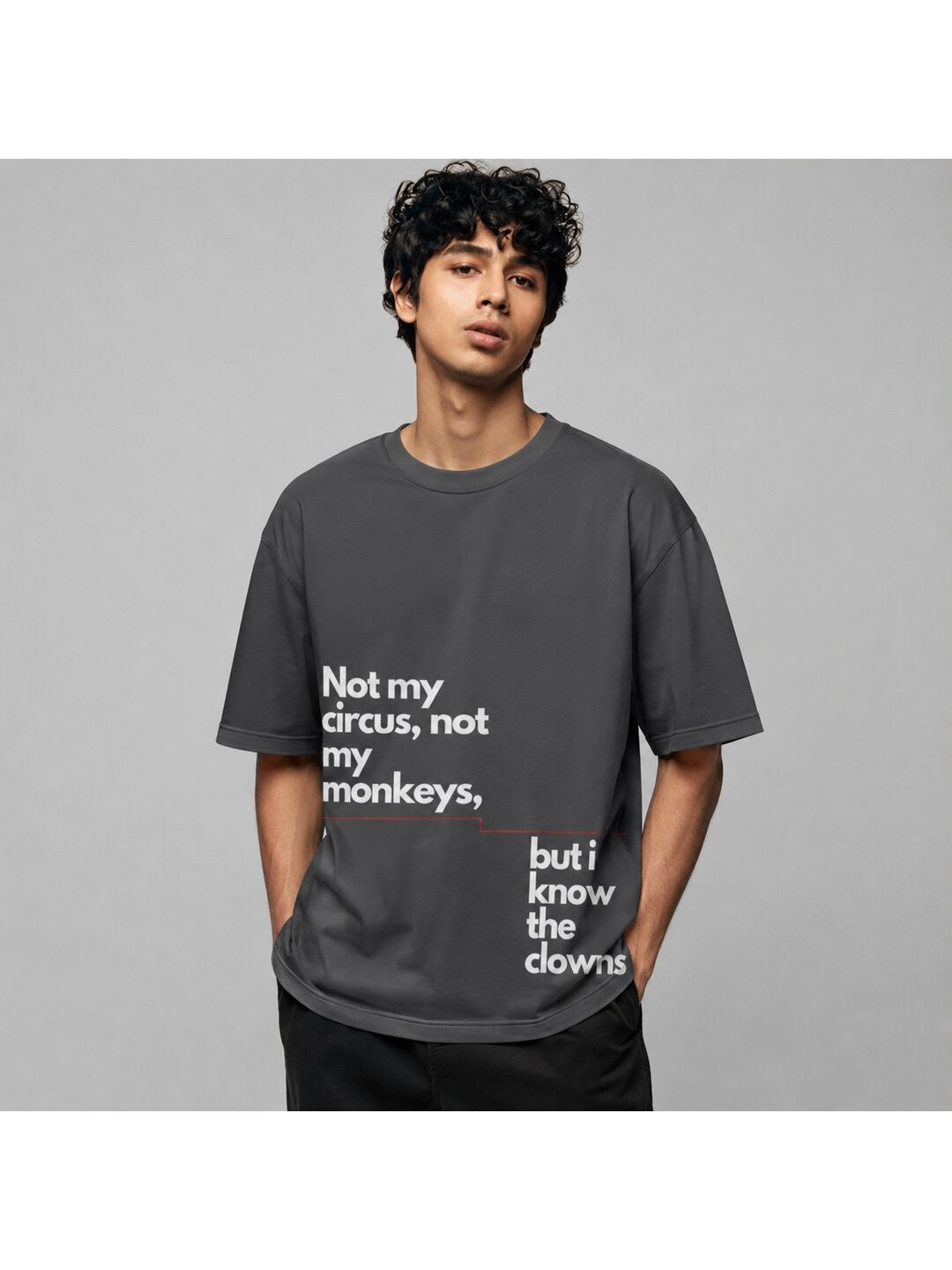Quote Drop Printed Round Neck Oversize Pre-customized Tshirt for Men