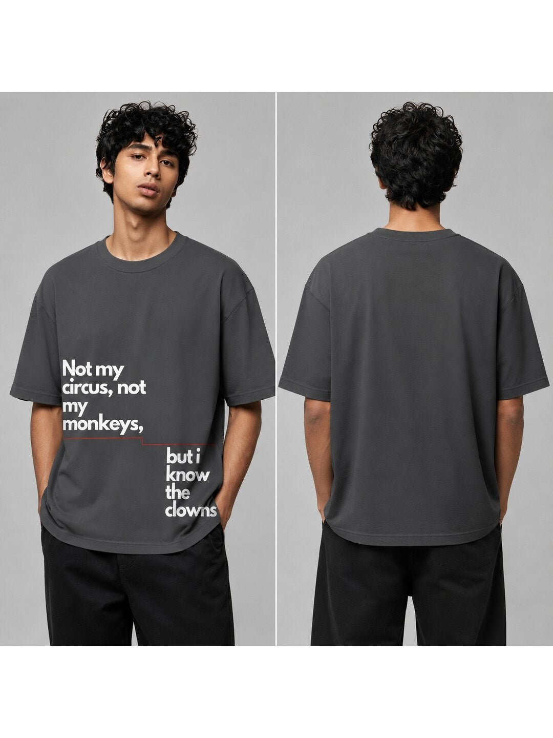 Quote Drop Printed Round Neck Oversize Pre-customized Tshirt for Men