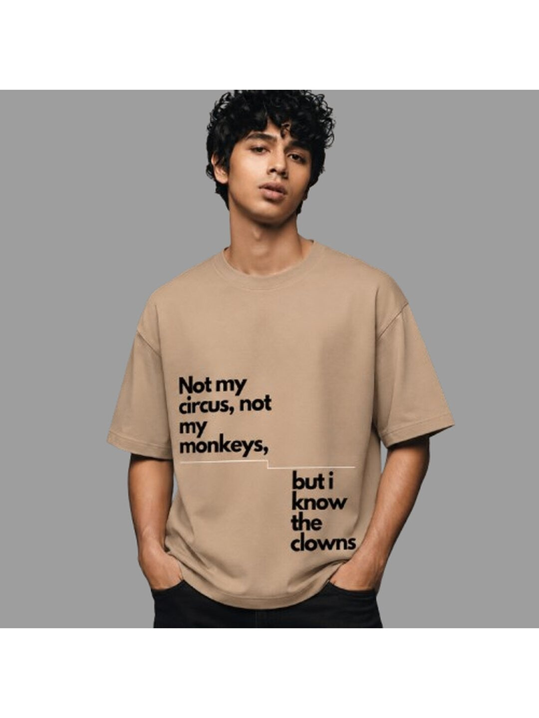 Quote Drop Printed Round Neck Oversize Pre-customized Tshirt for Men