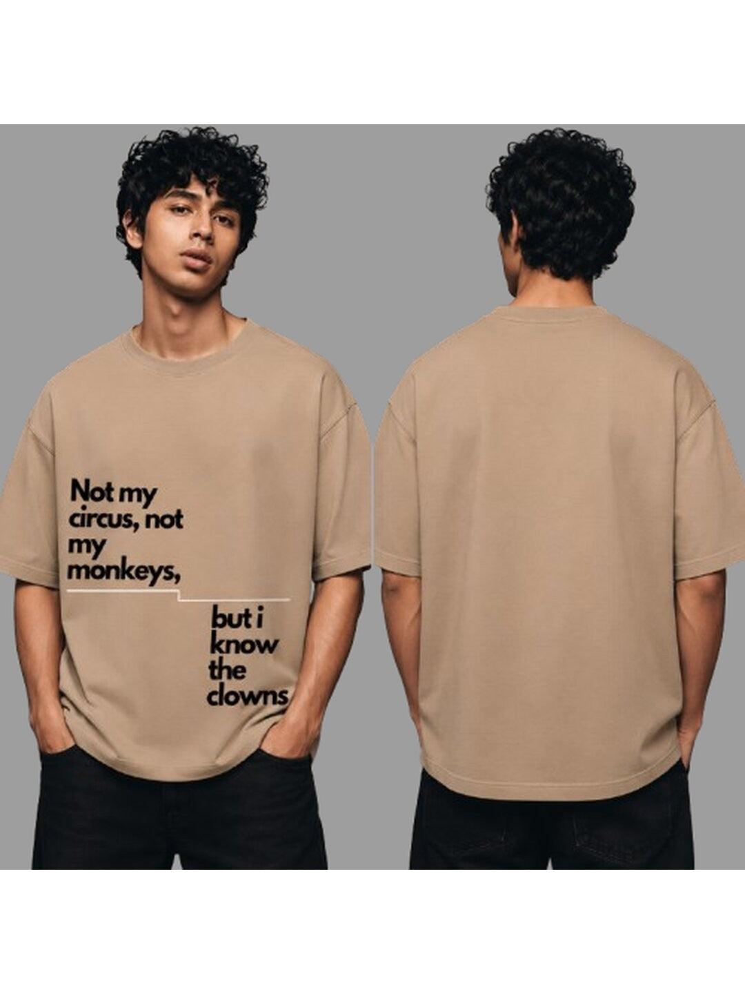 Quote Drop Printed Round Neck Oversize Pre-customized Tshirt for Men