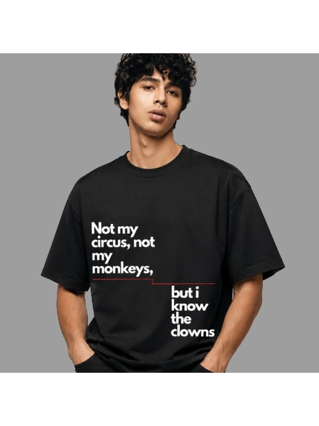 Quote Drop Printed Round Neck Oversize Pre-customized Tshirt for Men