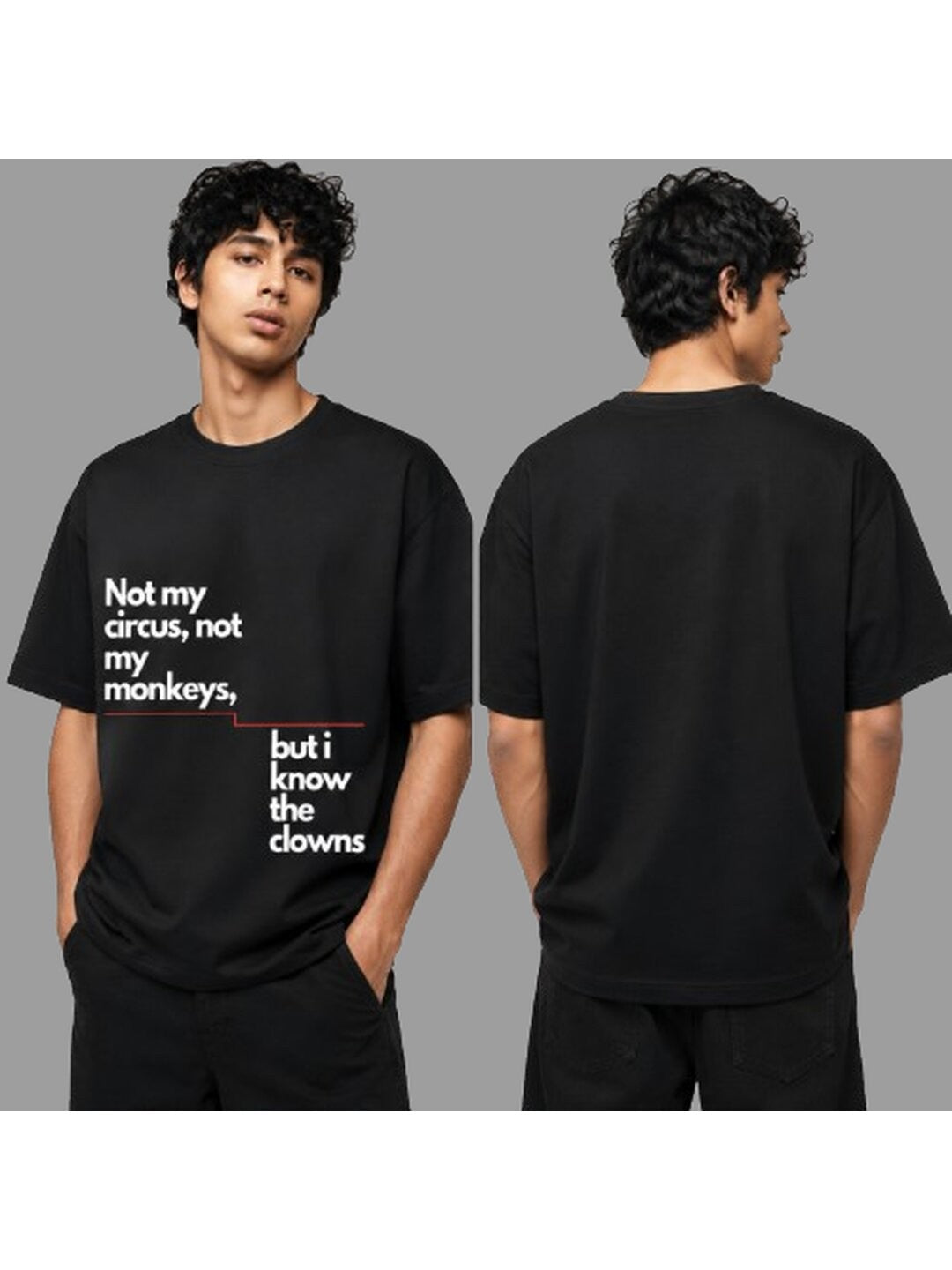 Quote Drop Printed Round Neck Oversize Pre-customized Tshirt for Men