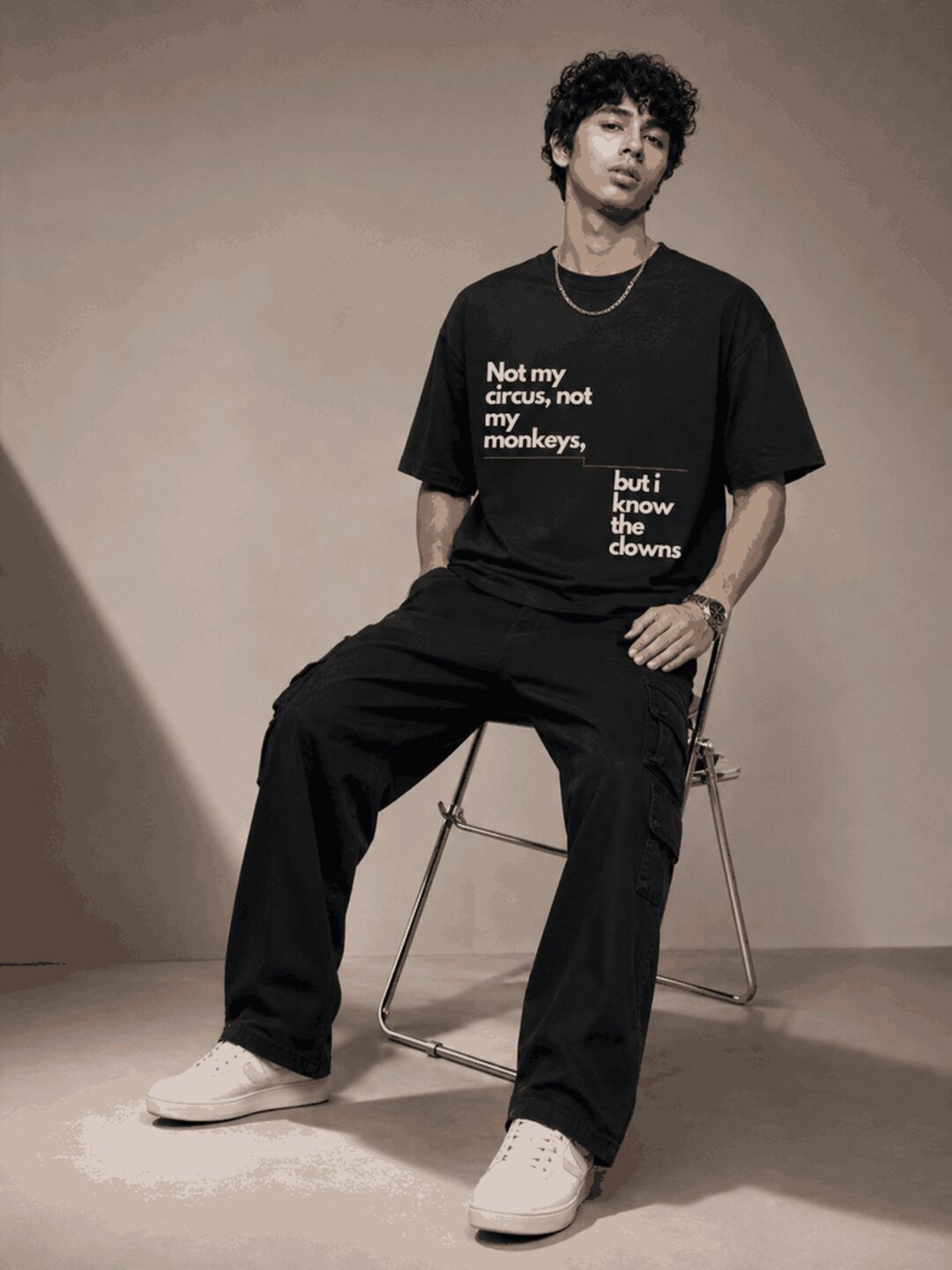 Quote Drop Printed Round Neck Oversize Pre-customized Tshirt for Men