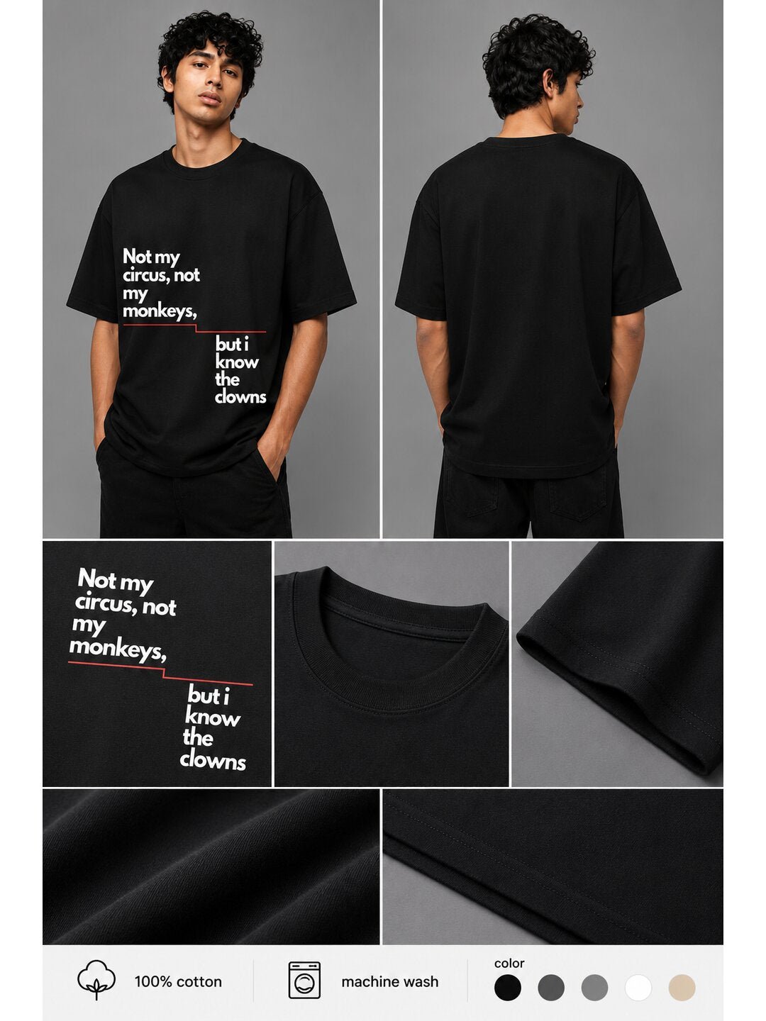 Word Idioms 03 Printed Round Neck Oversized Pre customized Tshirt for Men
