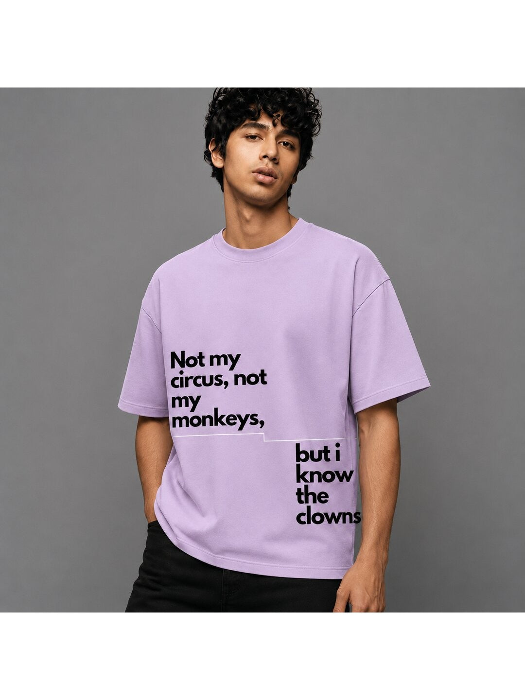 Quote Drop Printed Round Neck Oversize Pre-customized Tshirt for Men