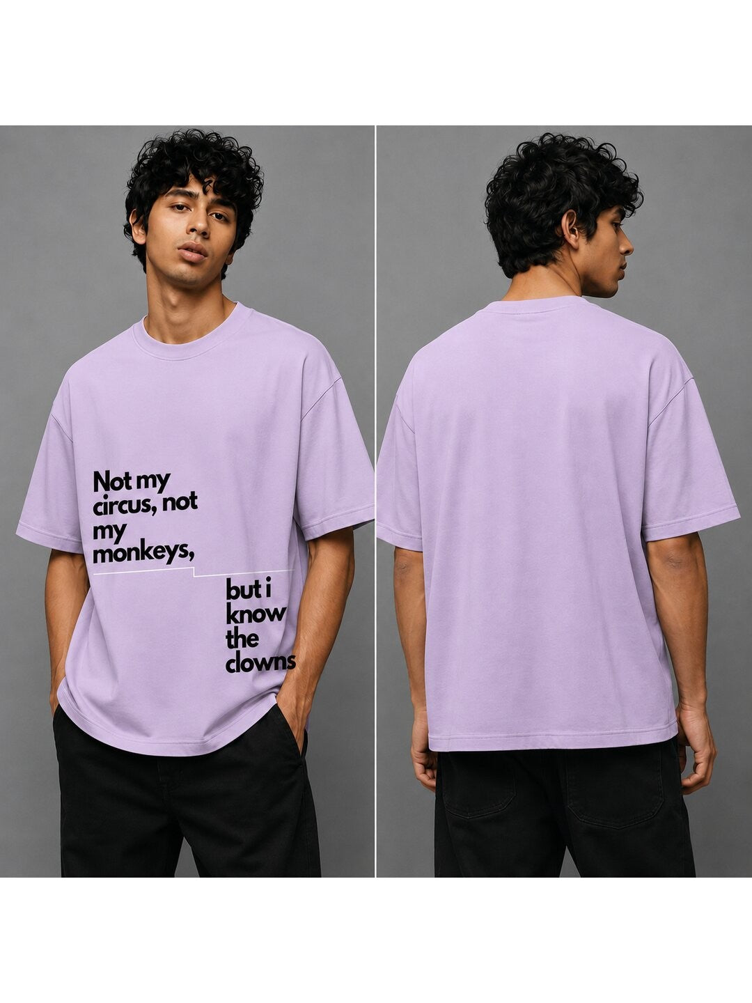 Quote Drop Printed Round Neck Oversize Pre-customized Tshirt for Men