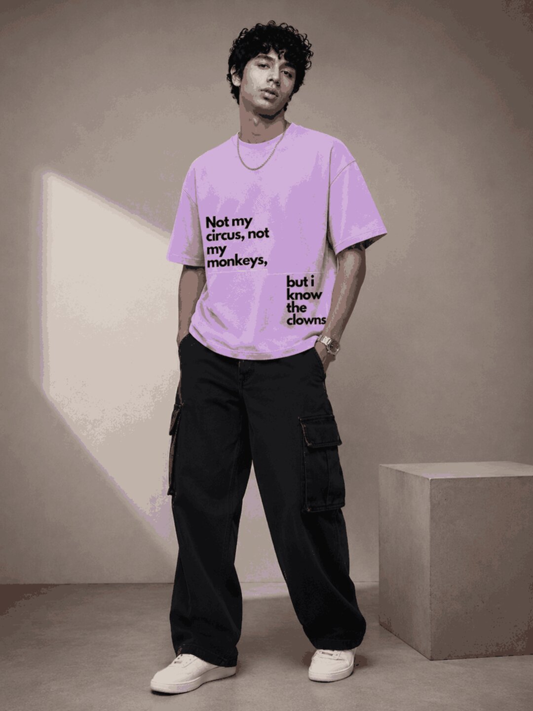 Quote Drop Printed Round Neck Oversize Pre-customized Tshirt for Men