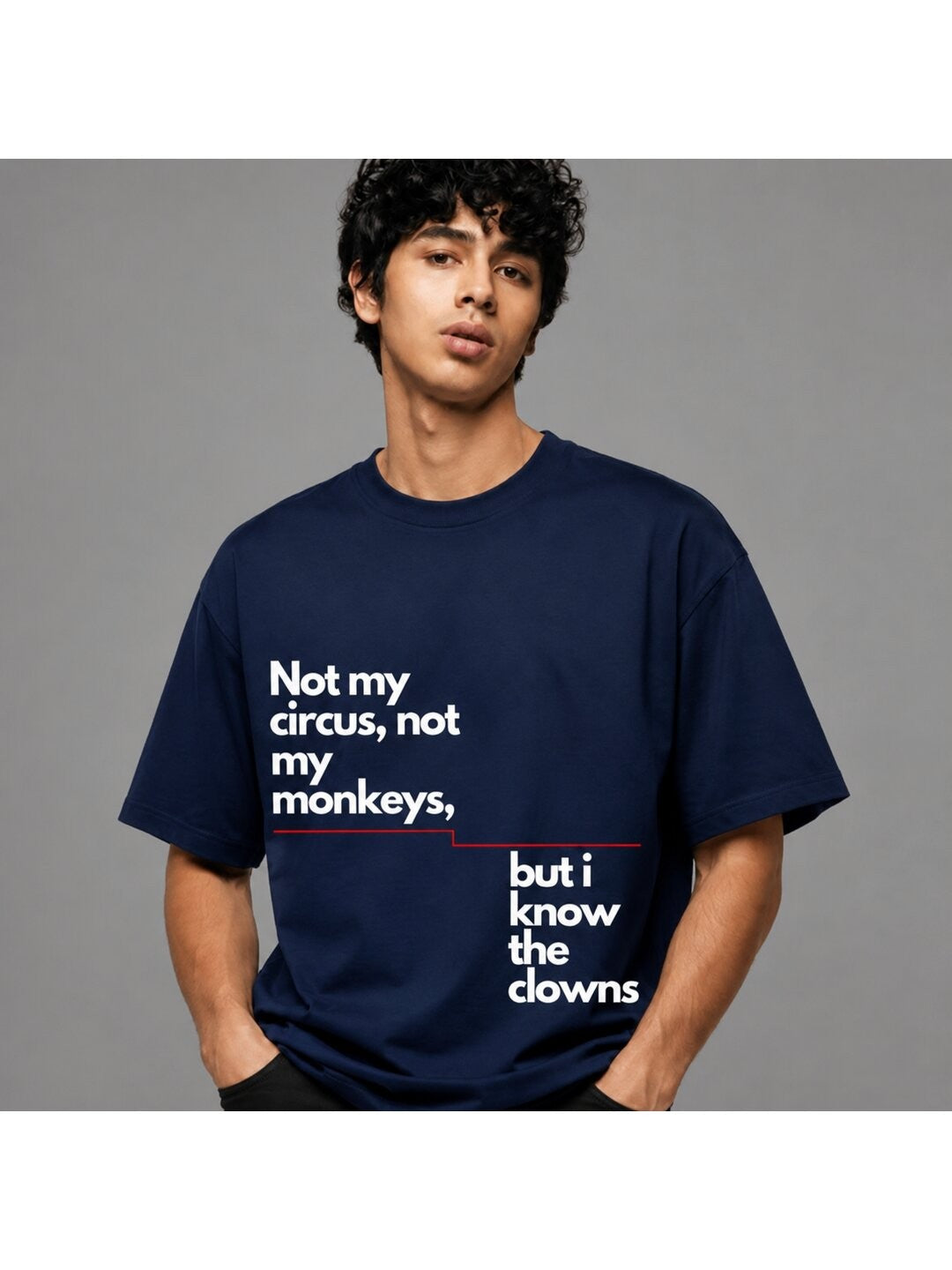 Quote Drop Printed Round Neck Oversize Pre-customized Tshirt for Men