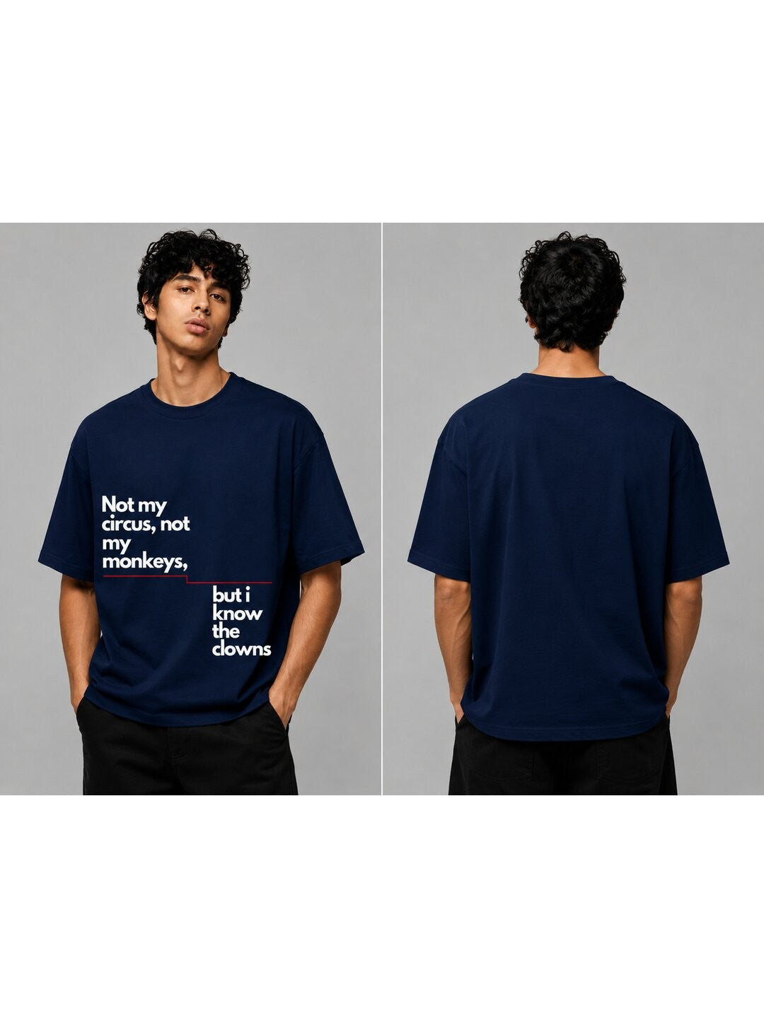 Quote Drop Printed Round Neck Oversize Pre-customized Tshirt for Men
