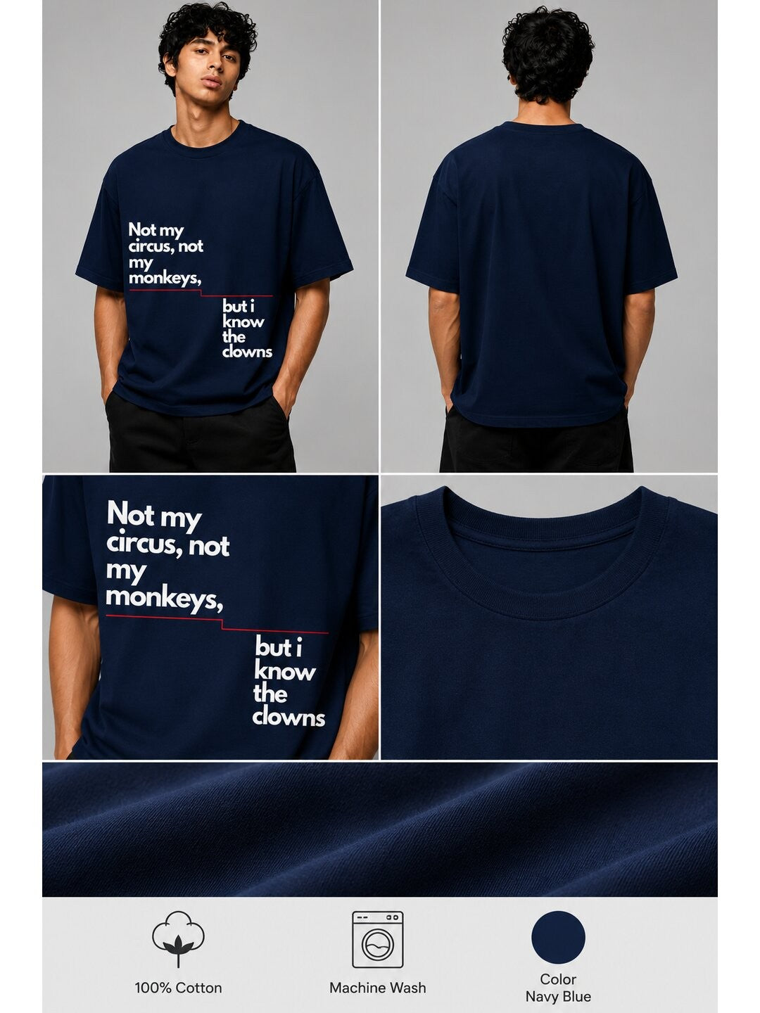 Quote Drop Printed Round Neck Oversize Pre-customized Tshirt for Men
