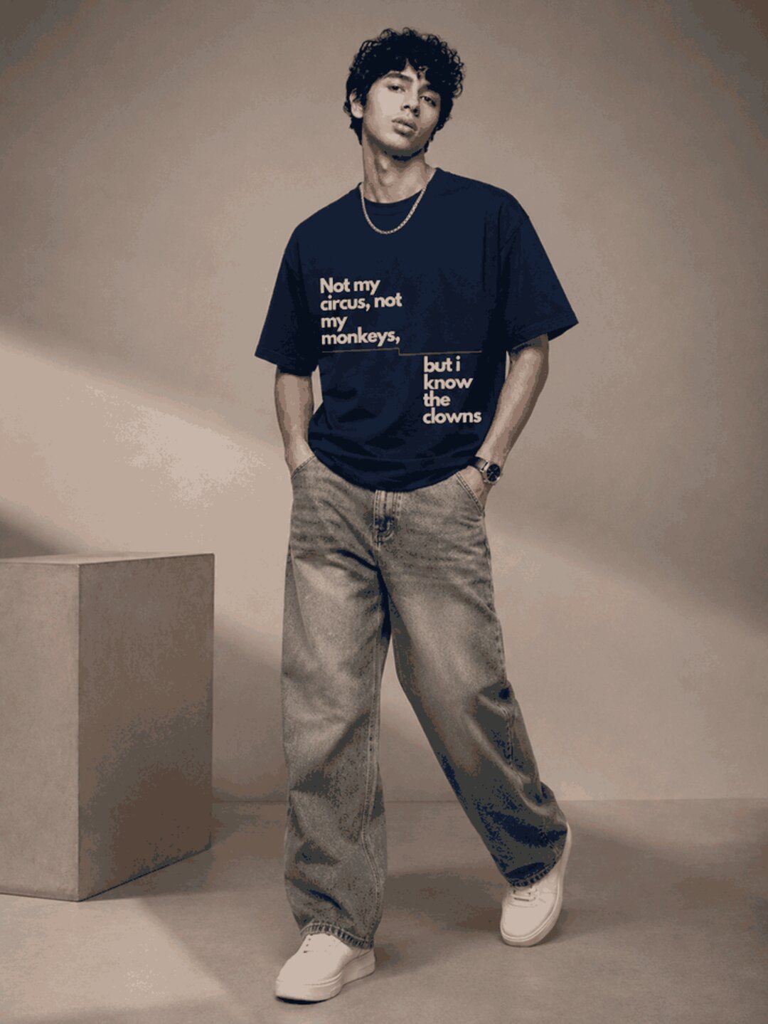 Quote Drop Printed Round Neck Oversize Pre-customized Tshirt for Men