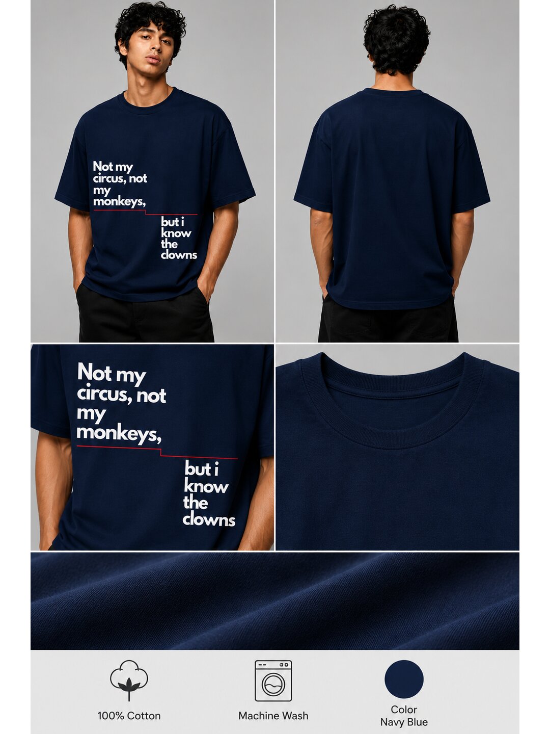 Word Idioms 03 Printed Round Neck Oversized Pre customized Tshirt for Men