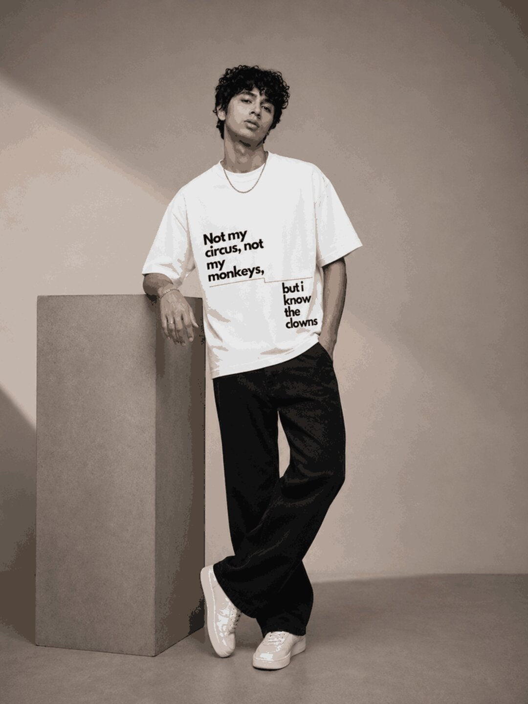 Quote Drop Printed Round Neck Oversize Pre-customized Tshirt for Men