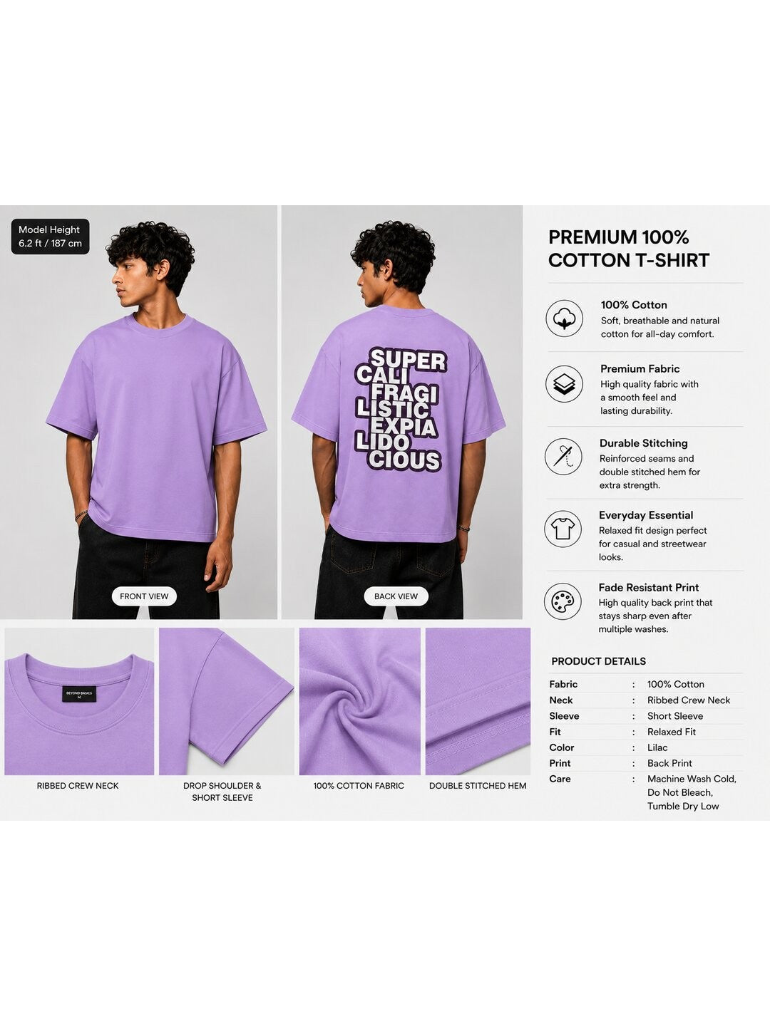 Guiness Word Printed Round Neck Oversize Pre-customized Tshirt for Men