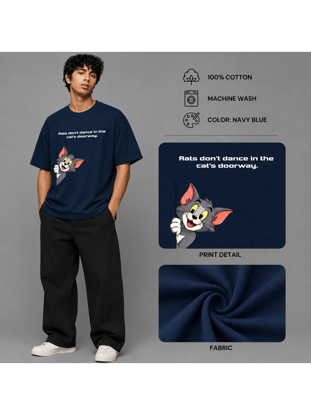 Word Idioms 06 Printed Round Neck Oversized Pre customized Tshirt for Men