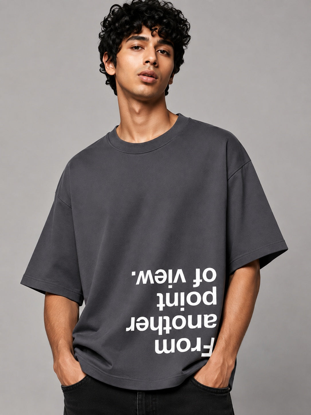 Point of View Printed Round Neck Oversize Pre-customized Tshirt for Men