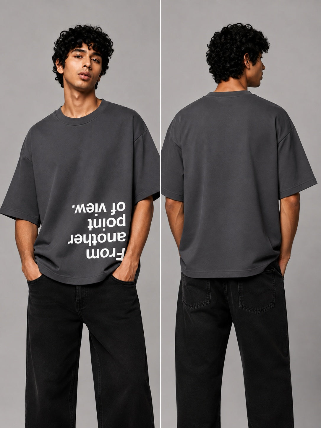 Point of View Printed Round Neck Oversize Pre-customized Tshirt for Men