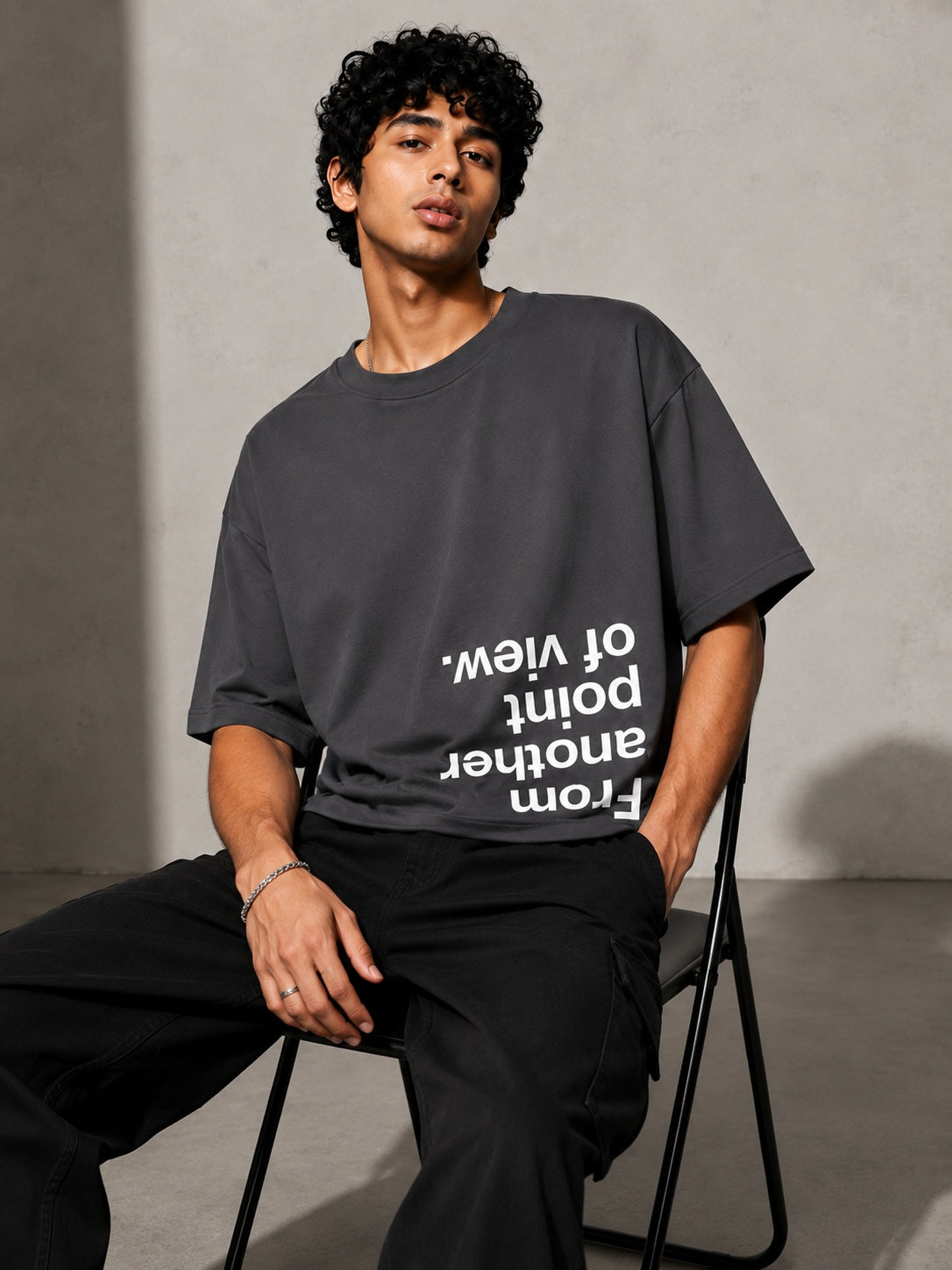 Point of View Printed Round Neck Oversize Pre-customized Tshirt for Men