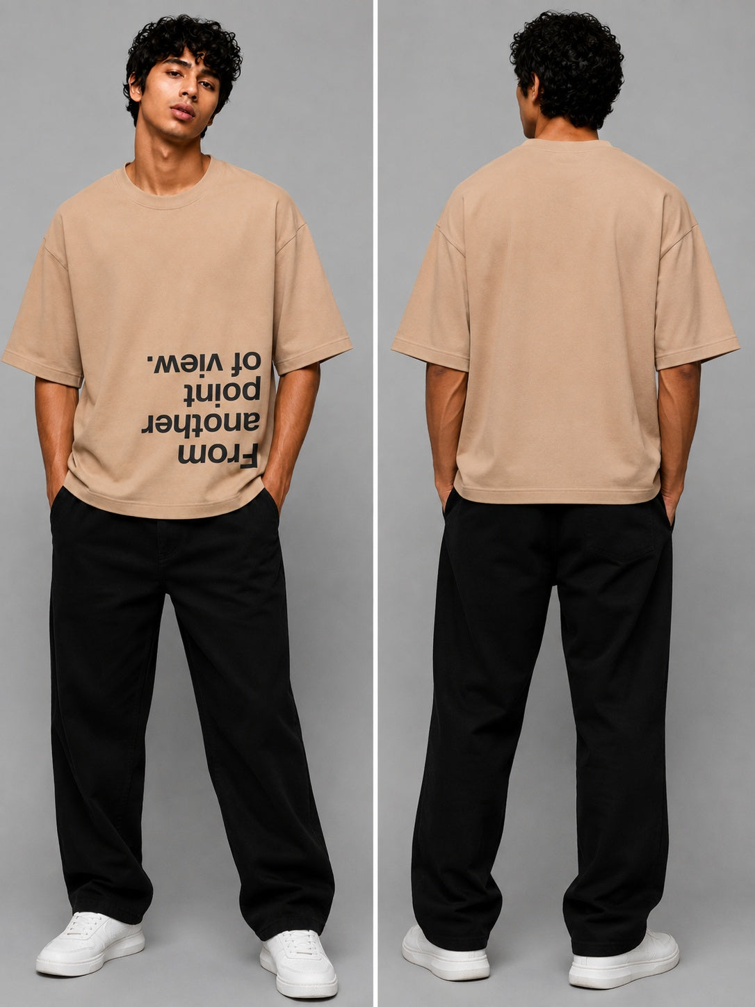 Point of View Printed Round Neck Oversize Pre-customized Tshirt for Men
