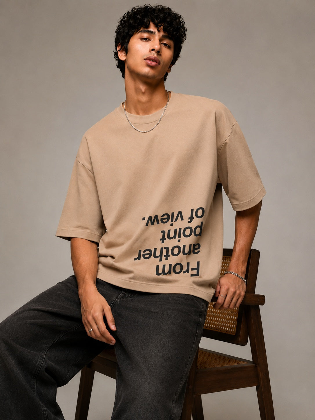 Point of View Printed Round Neck Oversize Pre-customized Tshirt for Men