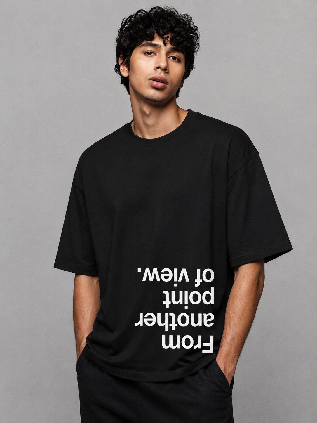 Point of View Printed Round Neck Oversize Pre-customized Tshirt for Men